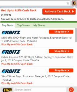ebates drop down when red